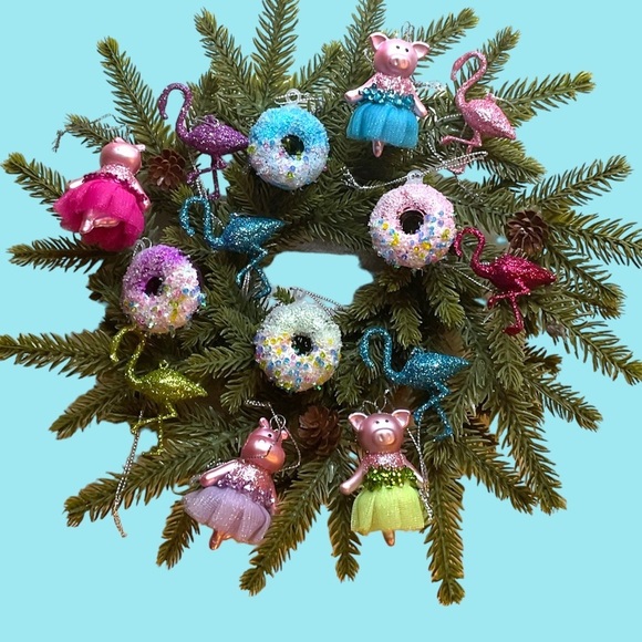 14 Multicolor Collection Glittering Mini Christmas Tree Ornaments … - Picture 2 of 7